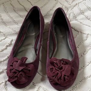 Lands' End Women's Plum Flats with Floral Detail